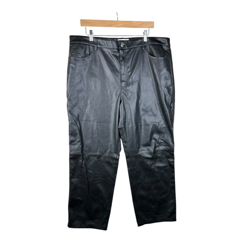 NWT MANGO MNG Womens Faux Black Leather Pants size 16